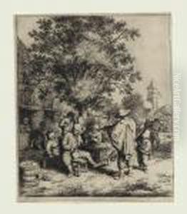 The Fiddler And The Hurdy-gurdy Boy by Adriaen Jansz. Van Ostade