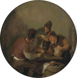 Peasants Drinking And Merrymaking In An Interior by Adriaen Jansz. Van Ostade