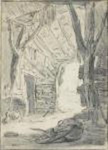 View Of A Derelict Barn In A Landscape