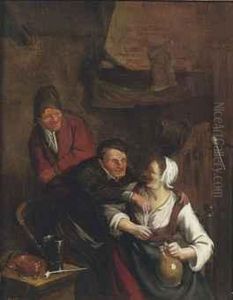 Peasants Making Merry In An Interior by Adriaen Jansz. Van Ostade