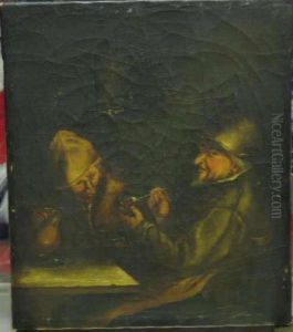 Interior With Men Drinking And Smoking by Adriaen Jansz. Van Ostade