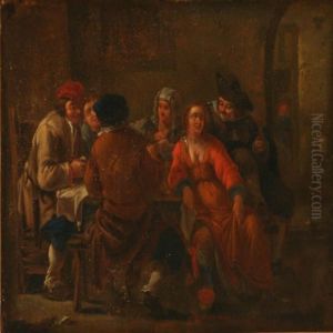 A Pair Of Inn Interiors by Adriaen Jansz. Van Ostade