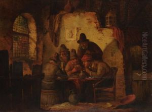 Herbergtafereel Met Kaartspelers. by Adriaen Jansz. Van Ostade