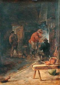 Farmers around a Fireplace by David The Younger Teniers