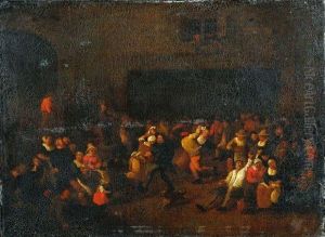 Scene De Bal Dans Une Taverne by Adriaen Jansz. Van Ostade