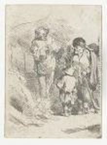 Figurenszene Mit Bettler