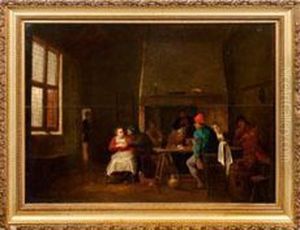 Frohliche Bauerngesellschaft In Einem Interieur Frohliche Bauerngesellschaft In Einem Interieur