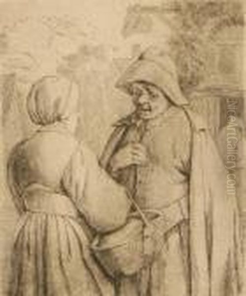 Man And Woman Conversing - view 1