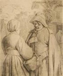 Man And Woman Conversing by Adriaen Jansz. Van Ostade