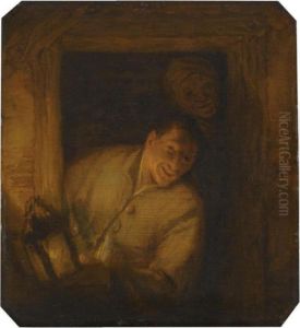 Two Peasants In An Interior by Adriaen Jansz. Van Ostade