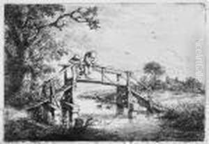 Der Angler Auf Der Brucke by Adriaen Jansz. Van Ostade