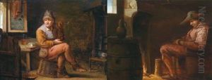 Due Interni Di Osterie Con Un
Contadino Che Fuma E Un Contadino Chebeve E Uno Che Sonnecchia by Adriaen Jansz. Van Ostade