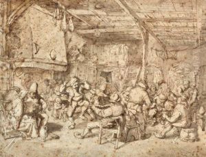 Vrolijke Gezelschap In Taveerne by Adriaen Jansz. Van Ostade