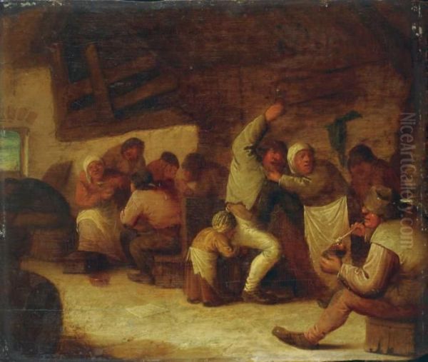 Ausgelassene Bauern Im Wirtshaus. - view 1