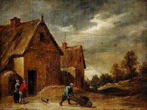 Farmer with Wheelbarrow by David The Younger Teniers