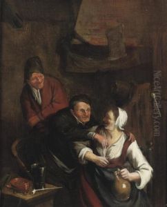 Peasants Merry Making In An Interior by Adriaen Jansz. Van Ostade