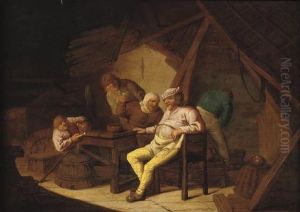 Peasants Smoking And Drinking In A Barn