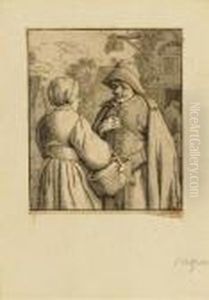 Man And Woman Conversing by Adriaen Jansz. Van Ostade