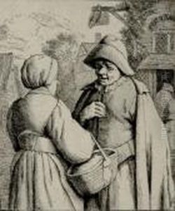 Man And Woman Conversing by Adriaen Jansz. Van Ostade