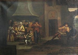 A Woman Selling Pancakes In A Tavern Interior by Adriaen Jansz. Van Ostade