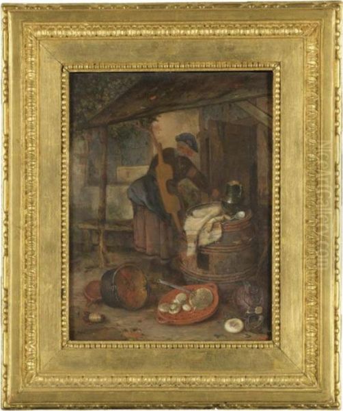 A Maid In A Hofje With A Still Life Of Vegetables And Domestic Utensils - view 1