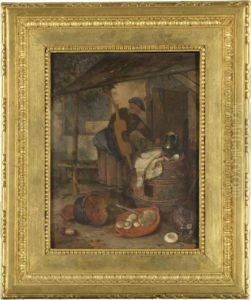 A Maid In A Hofje With A Still Life Of Vegetables And Domestic Utensils