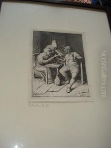 The Concert: A Singing Pair With A Violin Player (bartsch 30) by Adriaen Jansz. Van Ostade