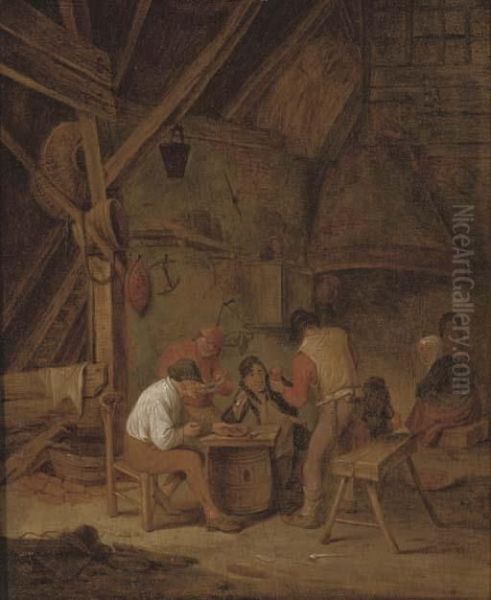 Peasants Smoking And Drinking In An Interior - view 1