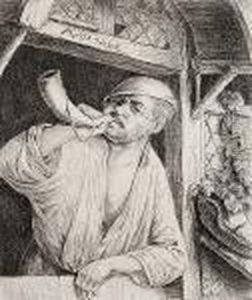 Der Backer, Der Ins Horn Blast by Adriaen Jansz. Van Ostade
