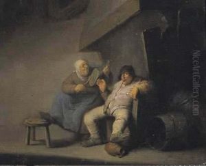 Coppia Di Paesani In Un Interno