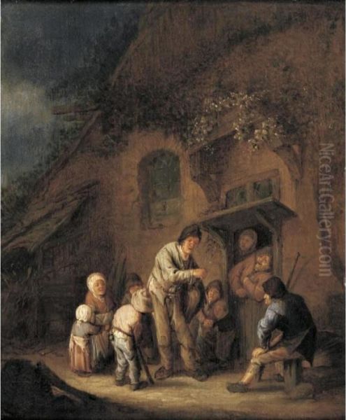 Hurdy-gurdy Player Before A Farmhouse - view 1