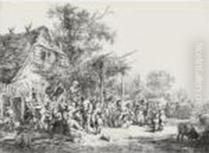 The Dance Under The Trellis (g., Holl. 47) by Adriaen Jansz. Van Ostade