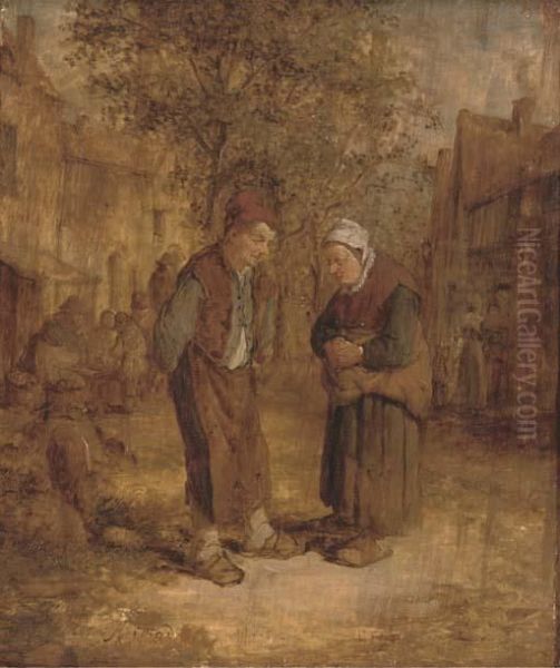 Two Peasants Conversing In A Village Street - view 1