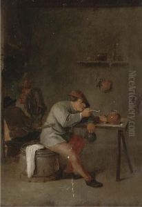 A Smoking Man In An Interior by Adriaen Jansz. Van Ostade