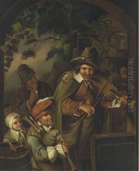 Musicians Outside A Tavern - view 1