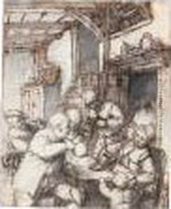 Four Peasants In An Inn, Talking With The Innkeeper's Wife