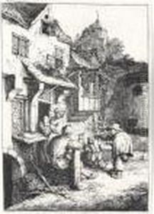 The Hunchbacked Fiddler (g., Holl.44) by Adriaen Jansz. Van Ostade