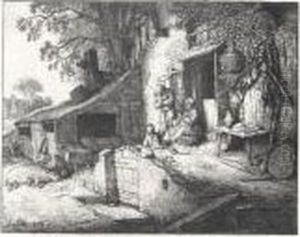 The Woman Spinning (g., Holl.31) by Adriaen Jansz. Van Ostade