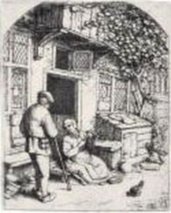 The Woman Winding Upon A Reel (g., Holl.25) by Adriaen Jansz. Van Ostade