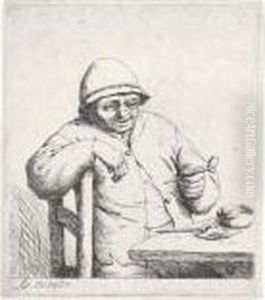 Smoker Leaning On The Back Of Chair by Adriaen Jansz. Van Ostade