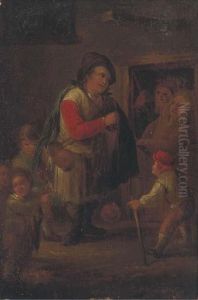 A Pedlar At A Cottage Door by Adriaen Jansz. Van Ostade