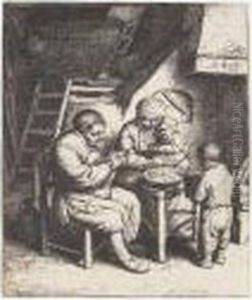 Saying Grace (g., Holl.34) by Adriaen Jansz. Van Ostade