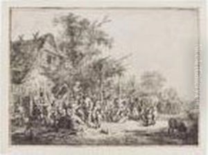The Dance Under The Trellis (g., Holl.47) by Adriaen Jansz. Van Ostade