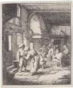 The Peasant Settling His Debt (g., Holl.42) by Adriaen Jansz. Van Ostade