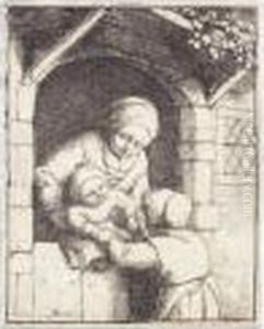 Mother With Two Children (g., Holl.14) by Adriaen Jansz. Van Ostade
