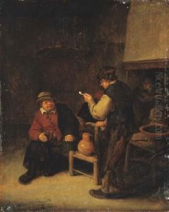 Peasants Drinking In An Interior by Adriaen Jansz. Van Ostade