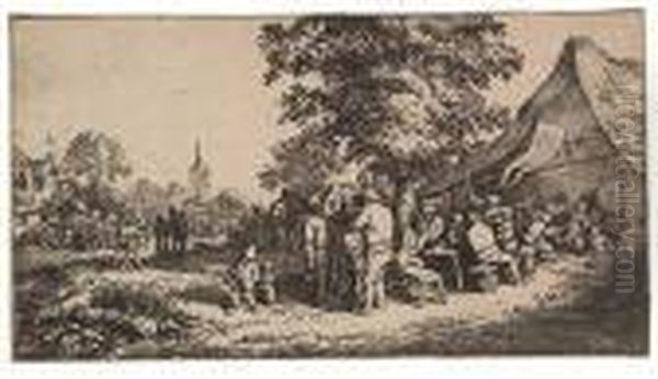 Two Etchings.
The Dance Under The Trellis - view 1