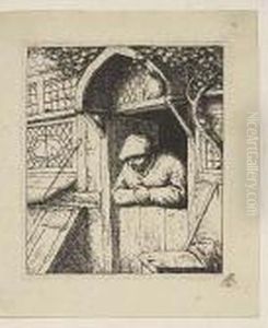 Peasant Leaning On His Doorway by Adriaen Jansz. Van Ostade