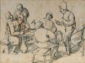 Smokers And Drinkers By A Table