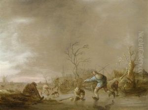 Winter Landscape With Skaters by Isaack Jansz. van Ostade